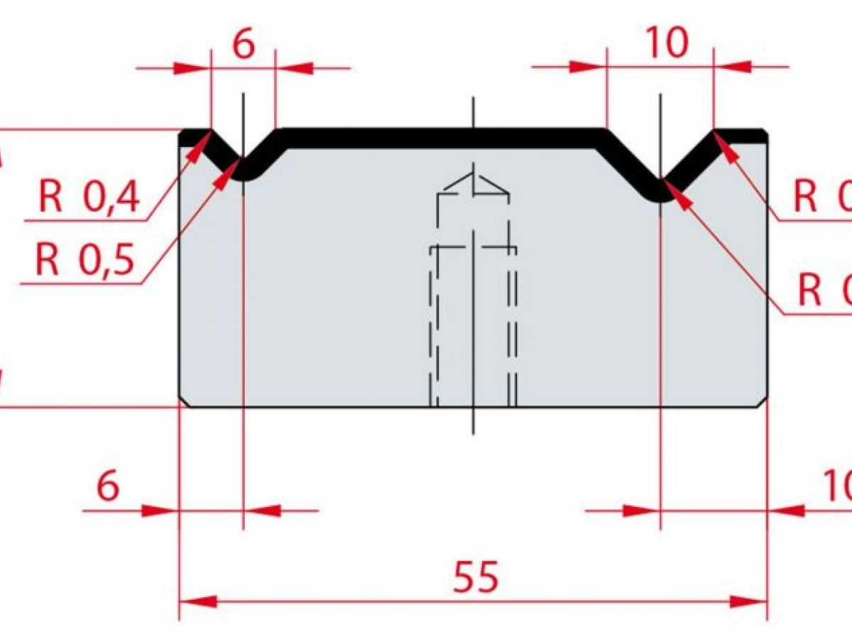 Cối chấn 2V 6/10 a=90º H26 Max. T/m=100