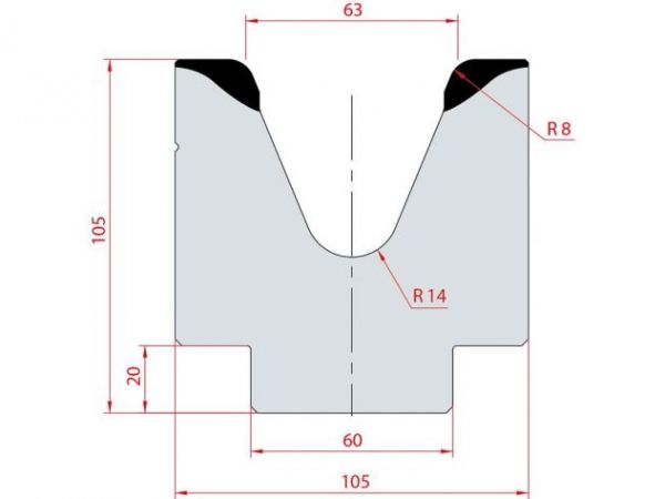 Cối chấn 1V 63 α=45º H105 Max. T/m=100