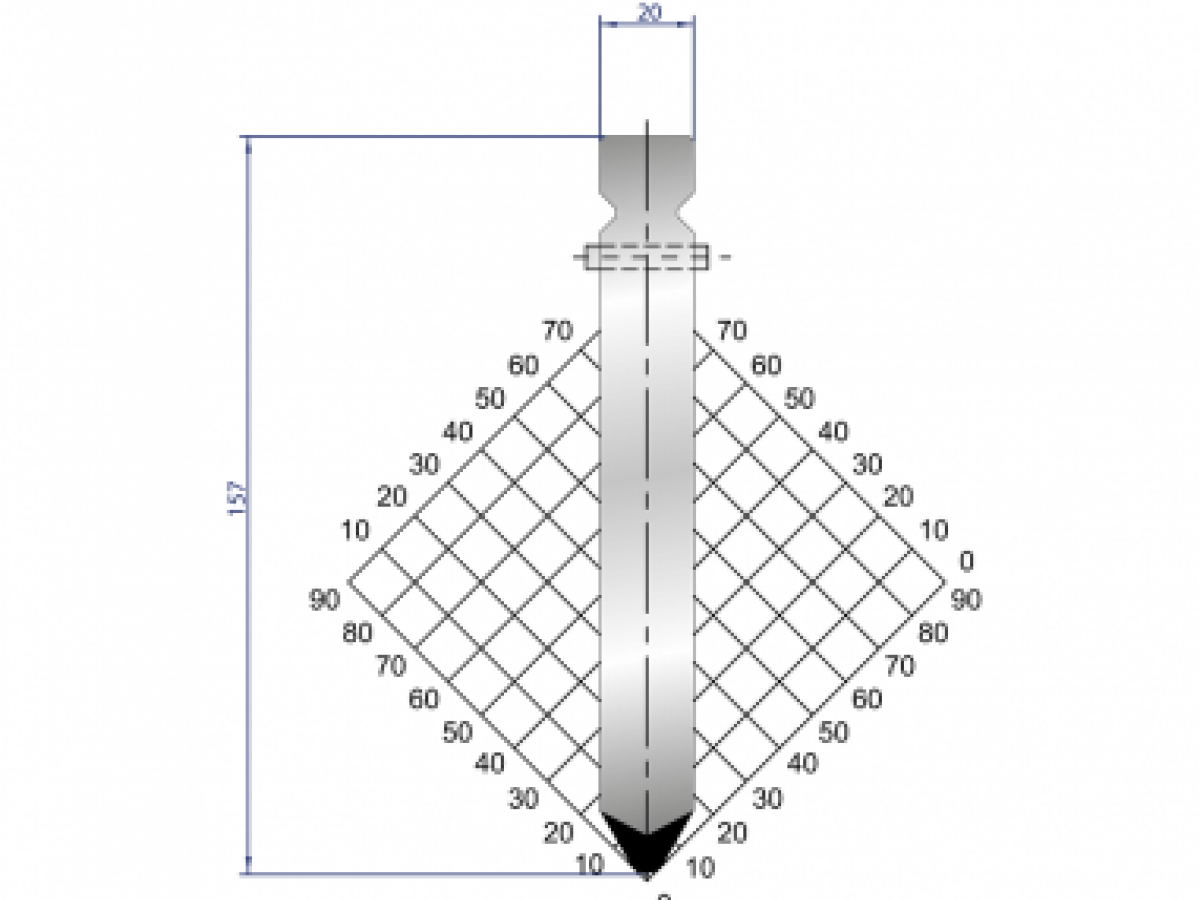 Dao chấn 60º, H=157, R=4 Max T/m=60, 42CrMo4