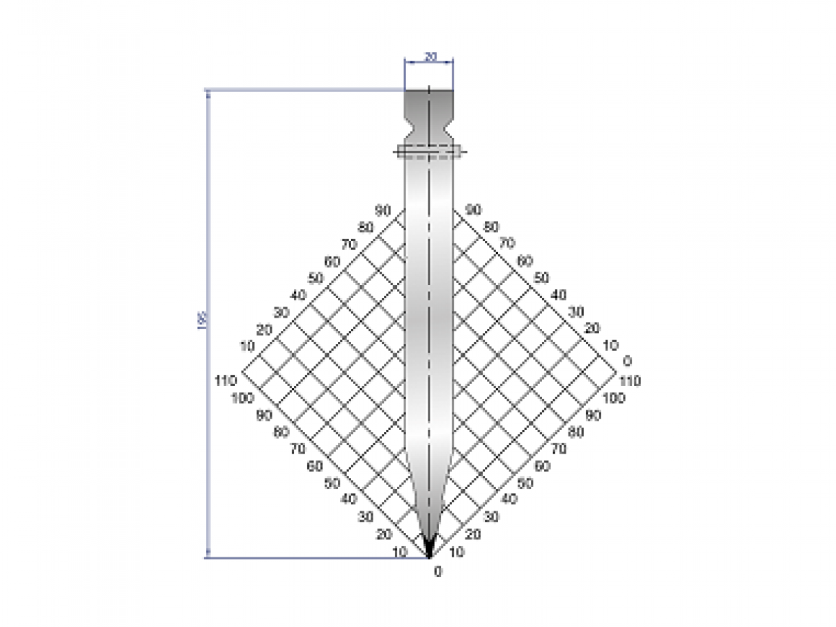 Dao chấn 26º, H=195, R=0.8 Max T/m=100, 42CrMo4