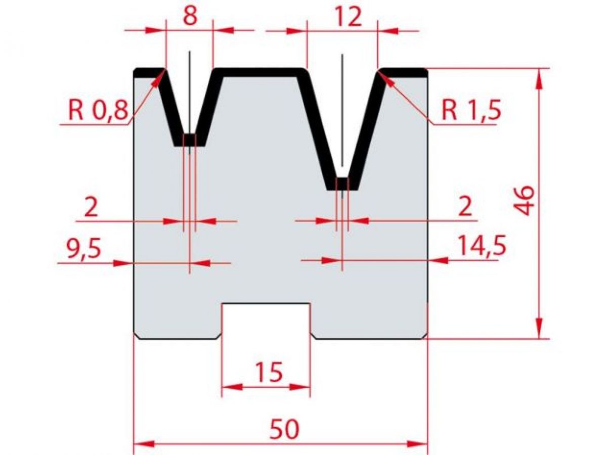 Cối chấn 2V 8/12 a=30º H46 Max. T/m=80