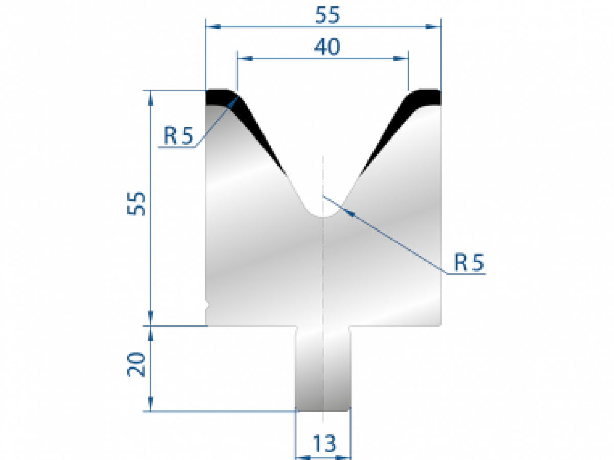 Cối chấn 1V 40 α=60º H55 Max. T/m=100