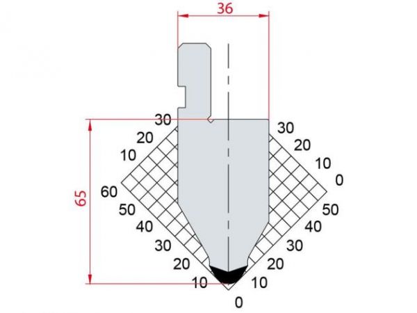Dao chấn 60º 1032. H=65, R= 6 Max T/m=120
