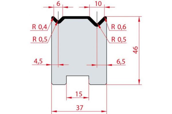 Cối chấn 2V 6/10 a=90º H46 Max. T/m=80