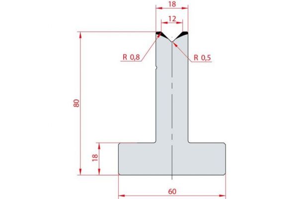 Cối chấn T 1V 12 α=90º H80 Max. T/m=100