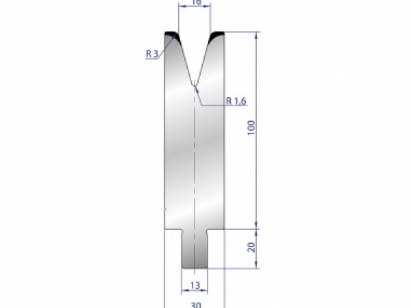 Cối chấn 1V 16 α=30º H100 R3 Max. T/m=40, 42CrMo4