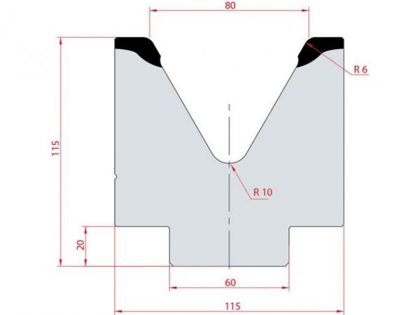 Cối chấn 1V 80 α=60º H115 Max. T/m=100