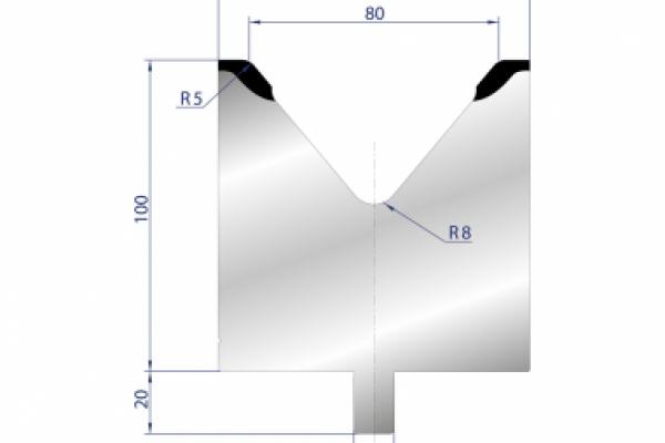 Cối chấn 1V 80 α=86º H100 R5 Max. T/m=100, C45