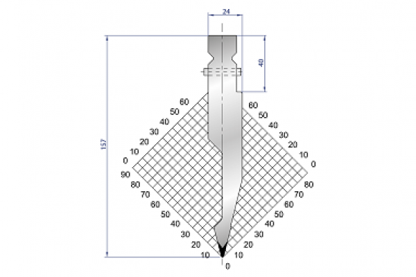 Dao chấn 28º, H=157, R=1 Max T/m=80, 42CrMo4