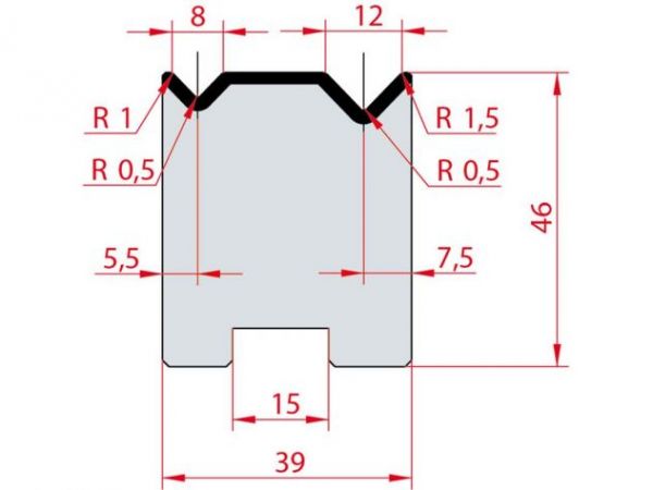 Cối chấn 2V 8/12 a=88º H46 Max. T/m=80