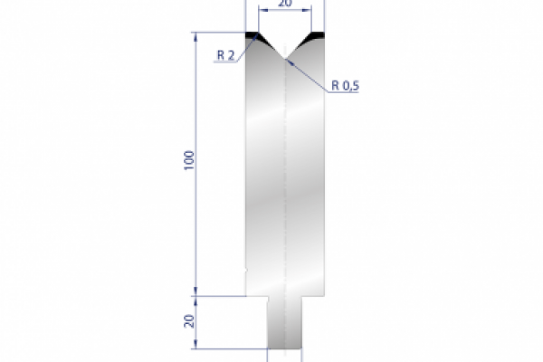 Cối chấn 1V 20 α=86º H100 R2 Max. T/m=100, C45