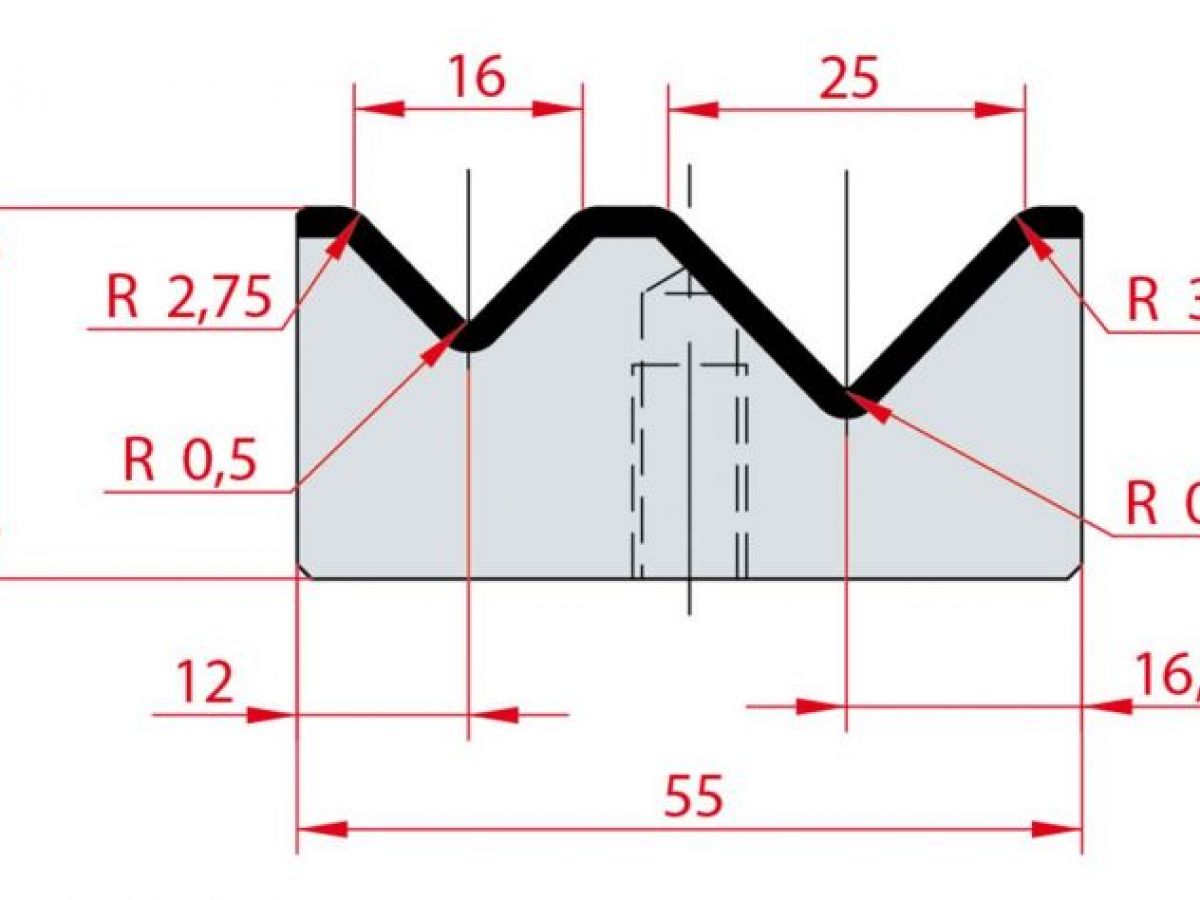 Cối chấn 2V 16/25 a=88º H26 Max. T/m=100