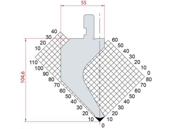 Dao chấn 90º 1267. H=104,6, R=0,25, Max T/m=50