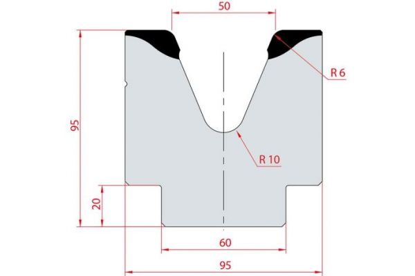 Cối chấn 1V 50 α=45º H95 Max. T/m=100