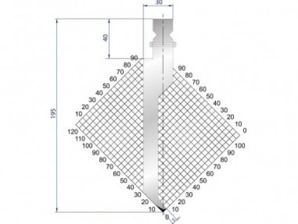 Dao chấn 86º, H=195, R=0.6 Max T/m=30, 42CrMo4