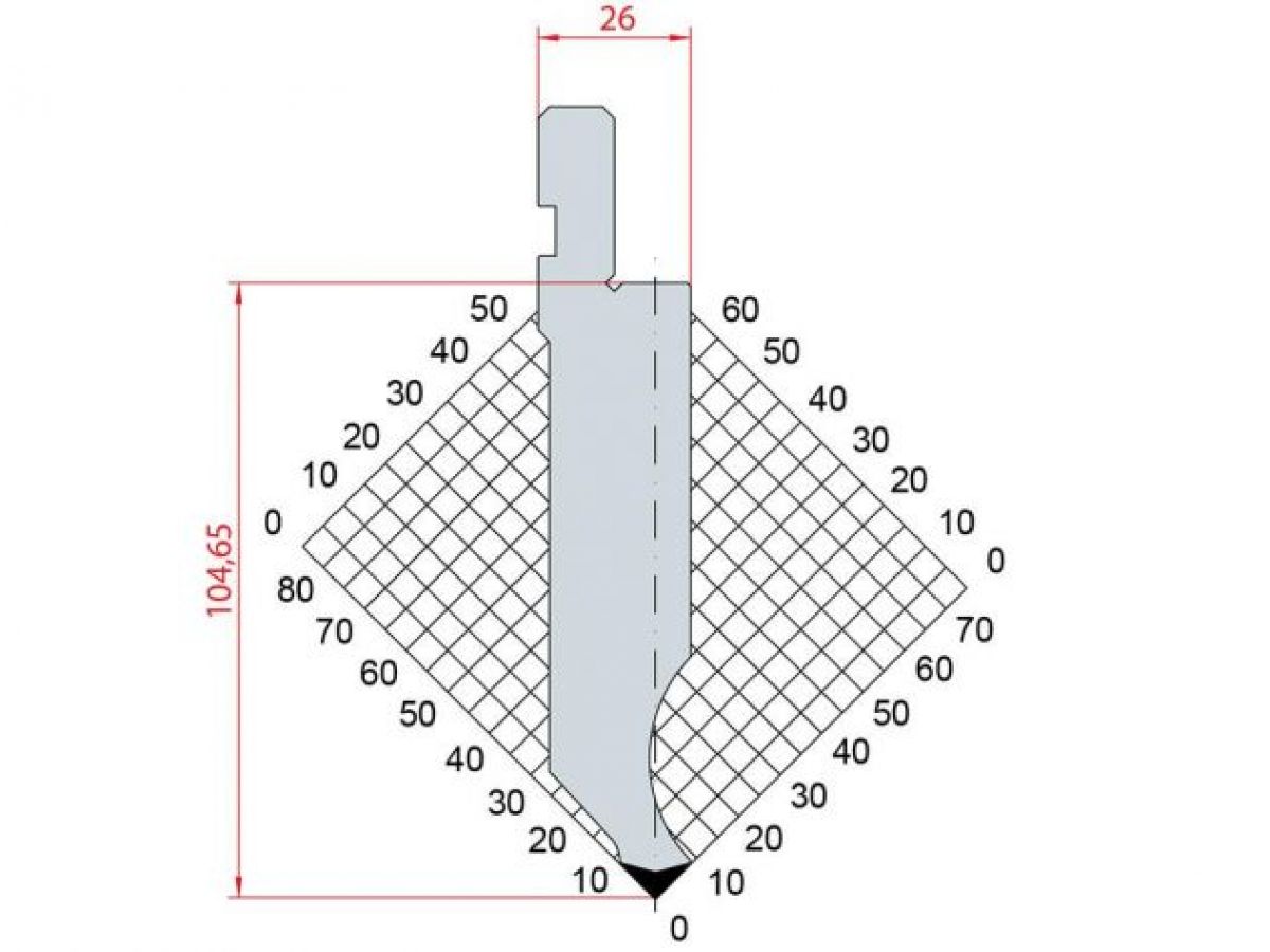 Dao chấn 85º 1281. H=104,65, R=0,8, Max T/m=100